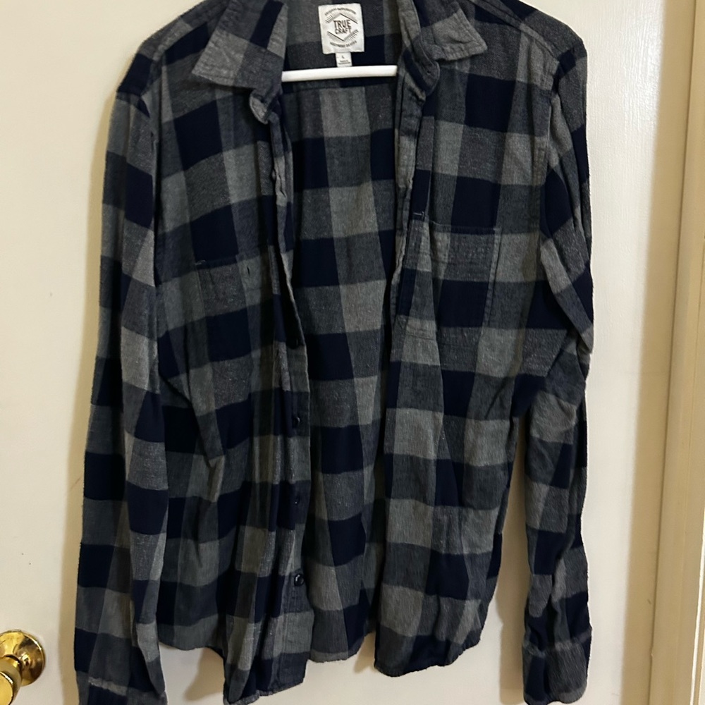 True Craft Navy and Charcoal Plaid Flannel Shirt